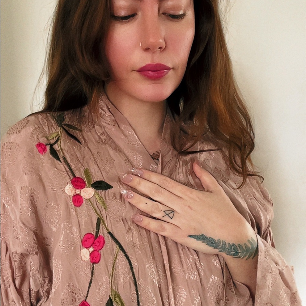 Urban Outfitters Dusty Rose Embroidered Kimono